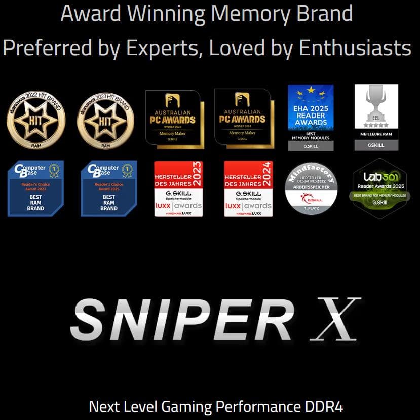 【動作保証付き】G.Skill　DDR4-3200　16GB（8GB×2枚）