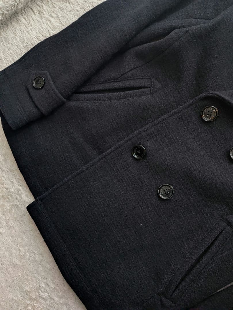 希少　バーバリー　Lサイズ　ウールダブルブレストピーコート　シャドーチェック