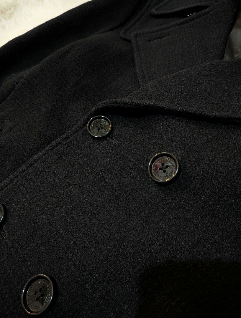 希少　バーバリー　Lサイズ　ウールダブルブレストピーコート　シャドーチェック