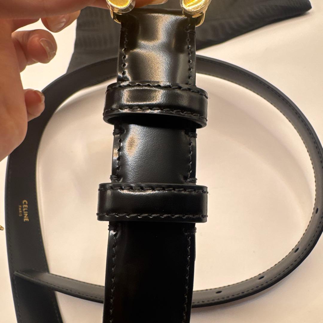 セリーヌ ベルト トリオンフ ゴールド金具 黒サイズ75 レザー保存袋