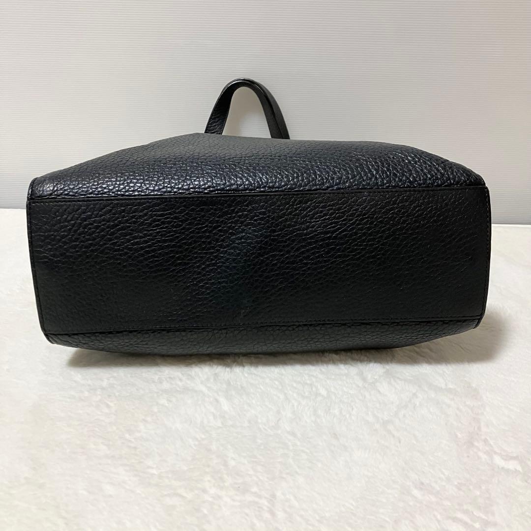 大容量 FURLA ジョーヴェ トート ビジネス バッグ A4 シボ革 黒