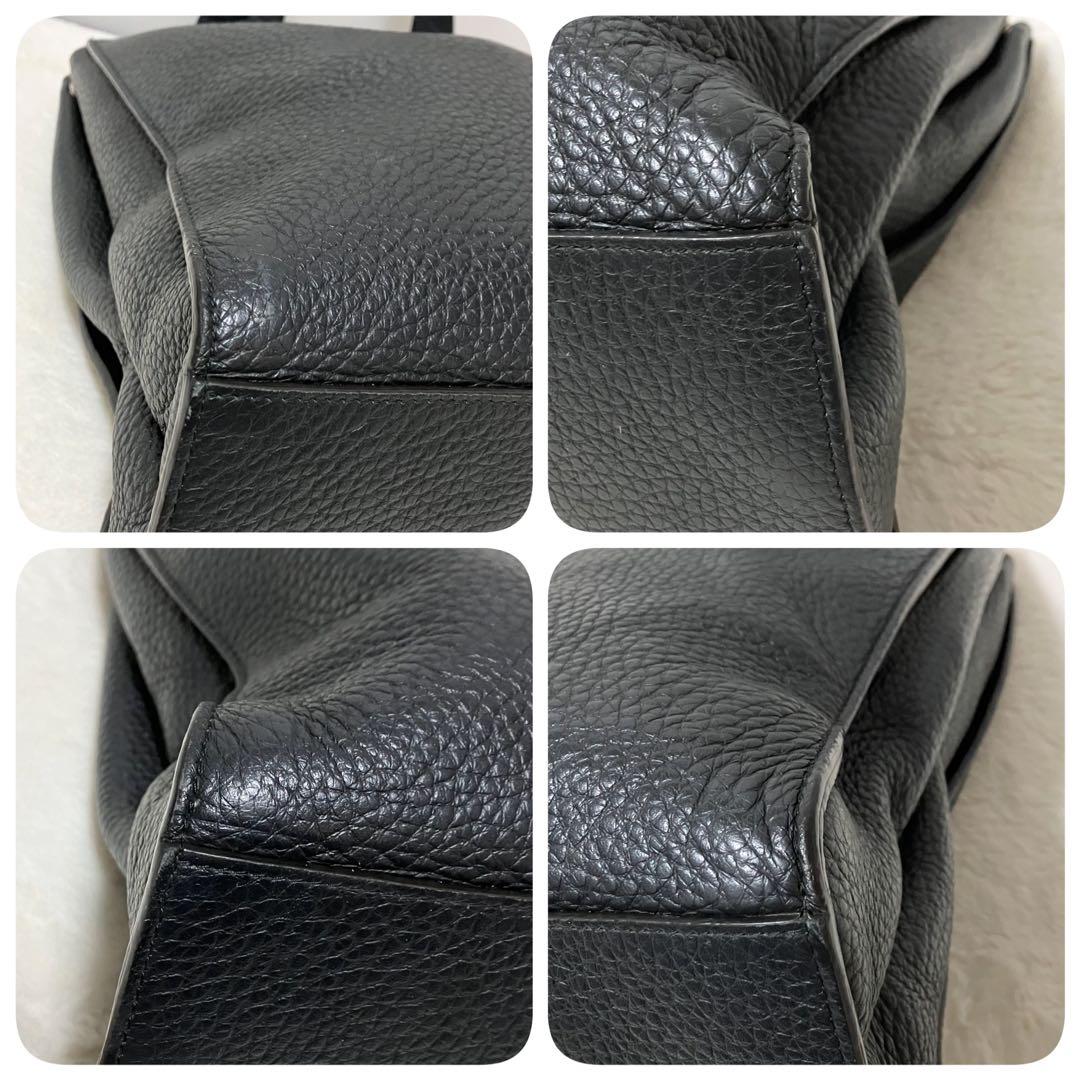 大容量 FURLA ジョーヴェ トート ビジネス バッグ A4 シボ革 黒