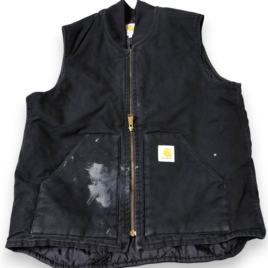 Carhartt WIP ダックベスト 黒 L ペンキ飛び ボロ グランジ