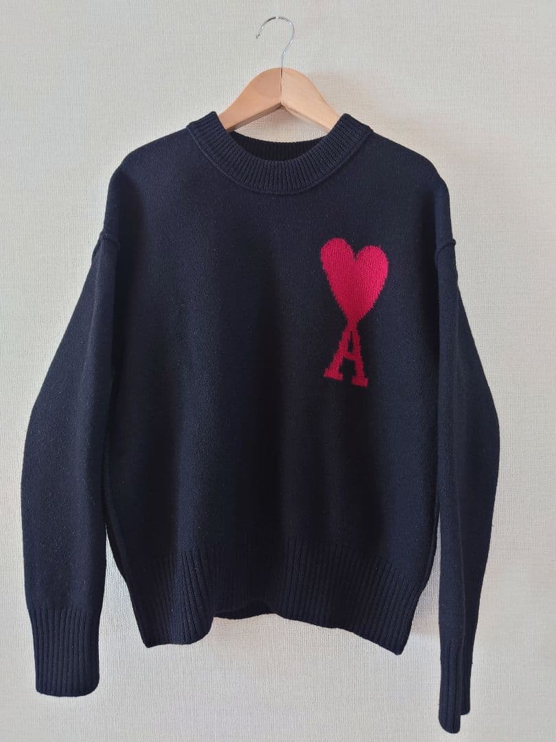 ami PARIS アミパリス メンズ レディース ニット ハート ロゴ　黒