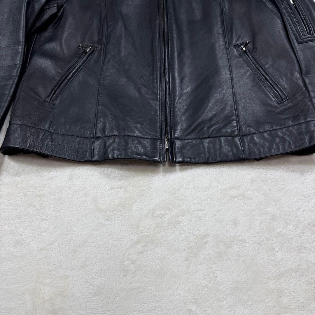 アンタイトル 大きい 2XL ラムレザー ノーカラー シングルライダース 黒