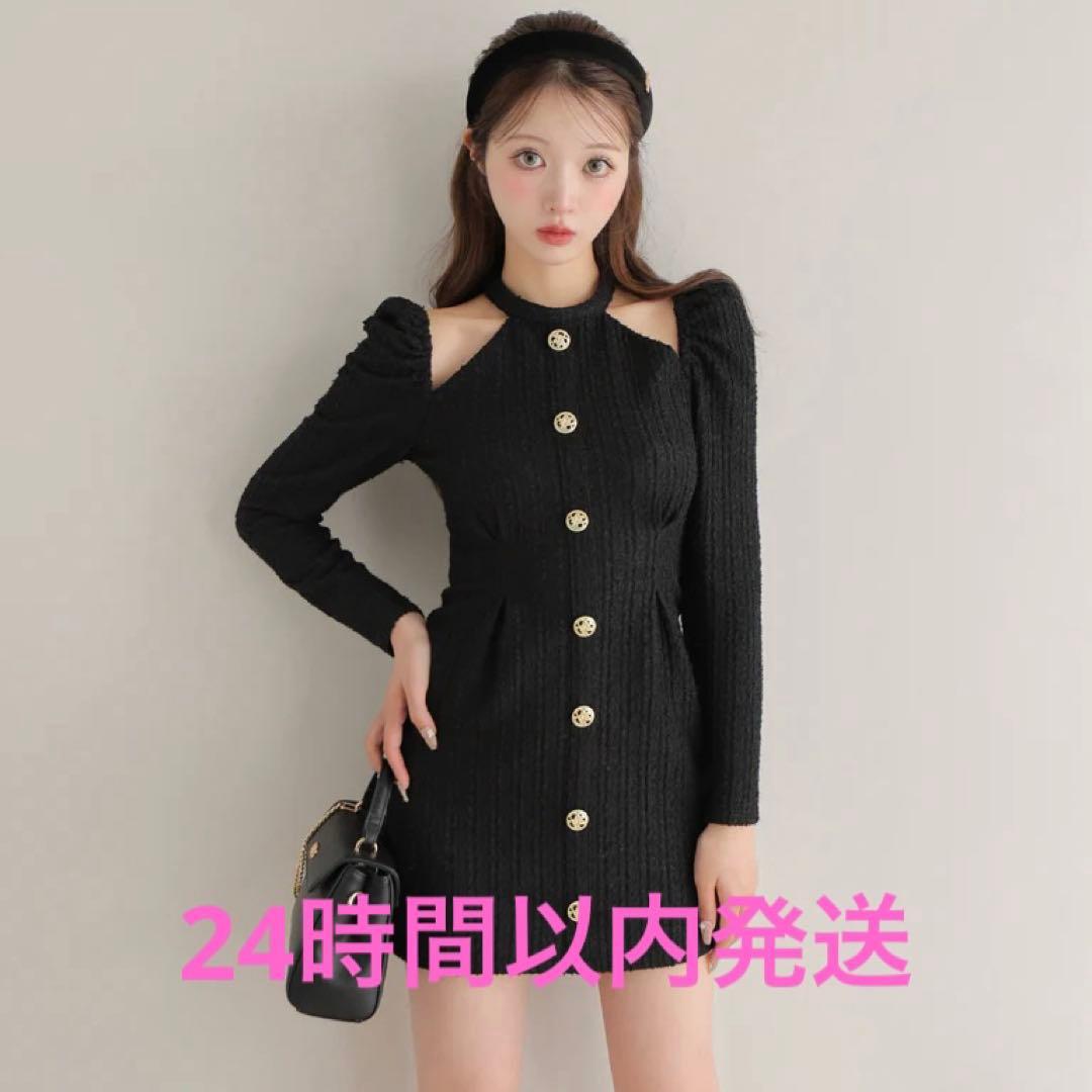 ワンピース Mmeeme Bell cut tweed mini onepiece