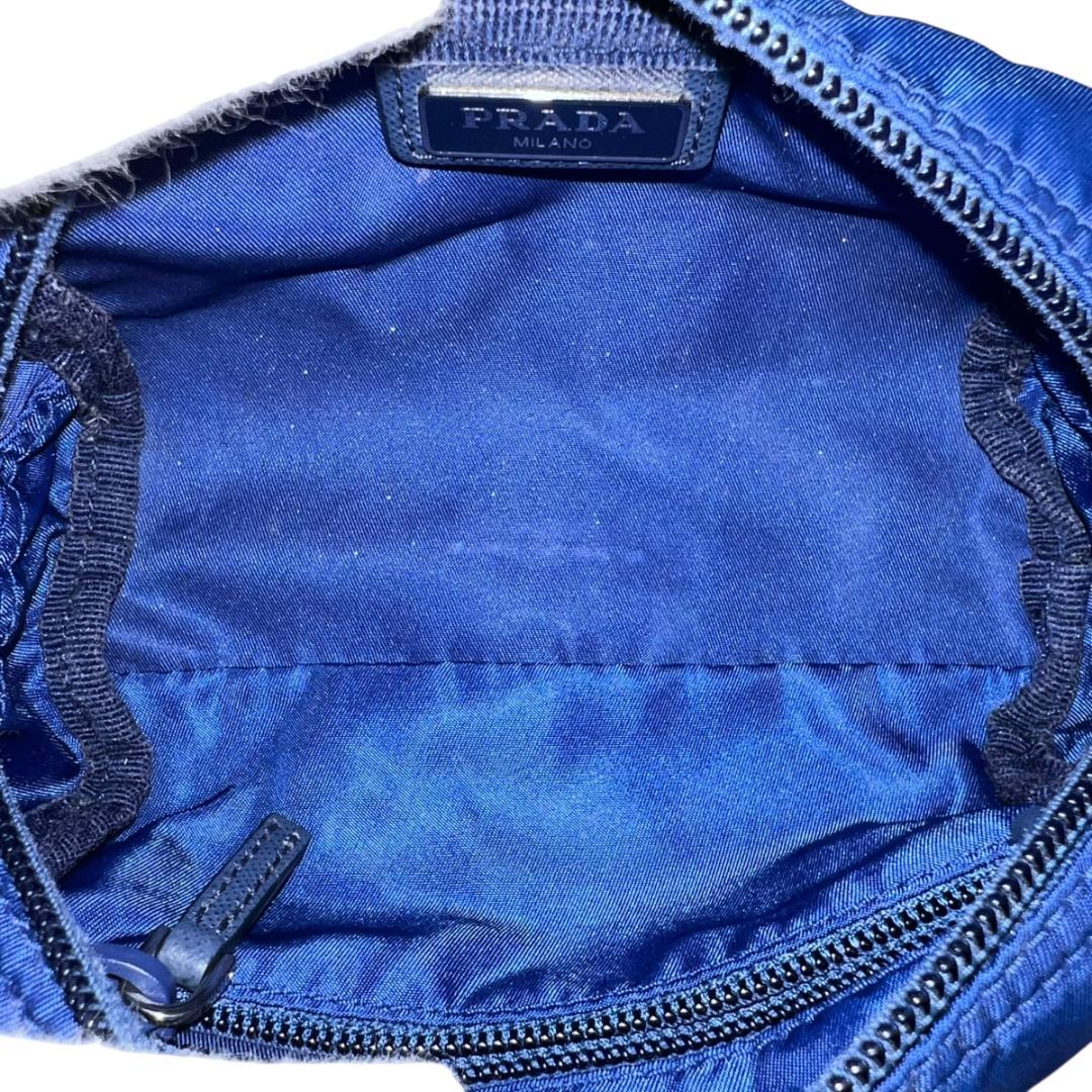 プラダ ポーチ ネイビー ナイロン サフィアーノレザー シルバー