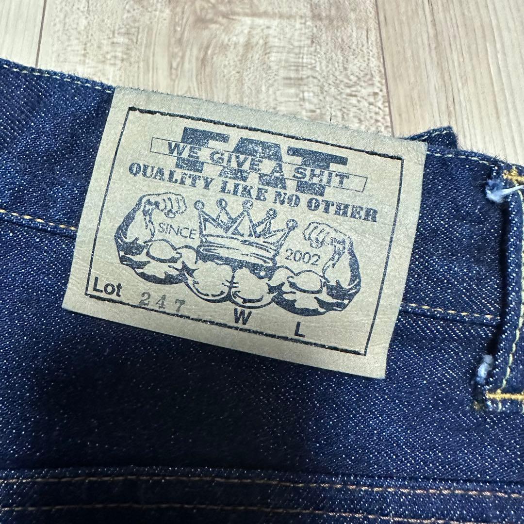 美品　FAT 247 ブルー デニム　ワイドパンツ
