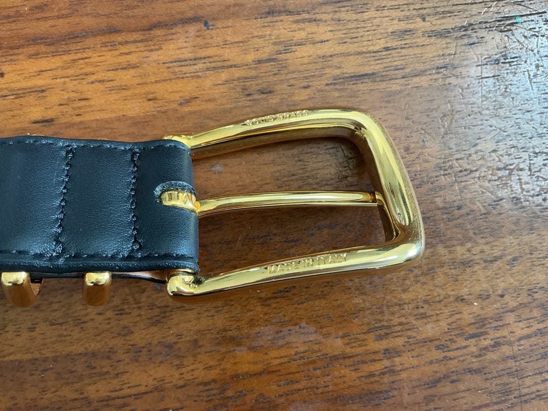 NOBLE アトリエ アンボワーズ レザーベルト ブラック×ゴールド ノーブル