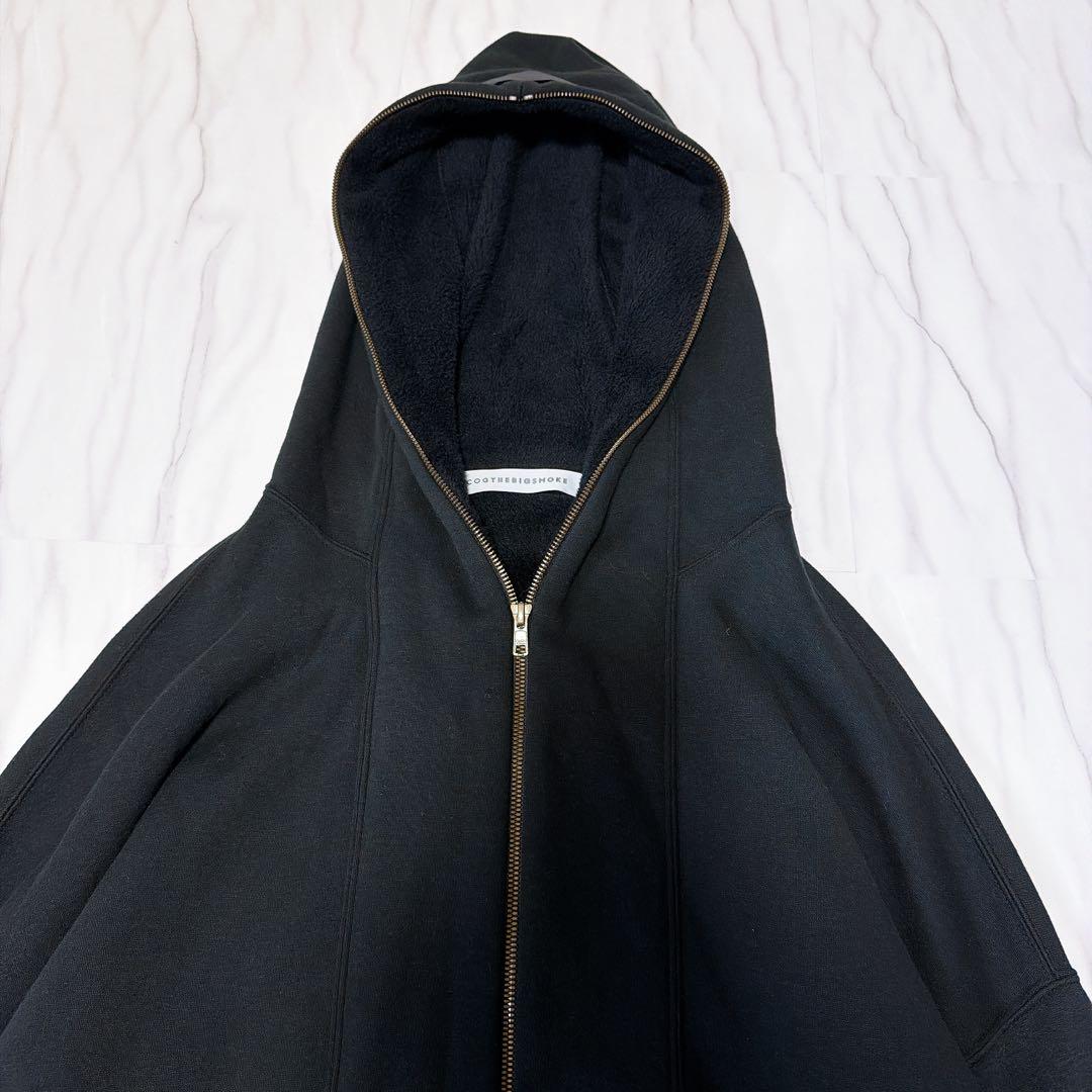 《美品》コグザビッグスモーク ジップフーディコート ロングパーカー 裏起毛 黒