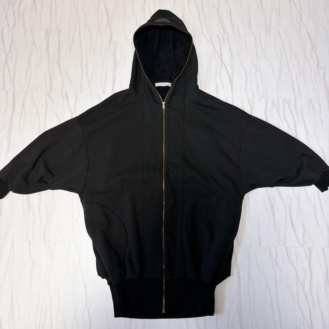 《美品》コグザビッグスモーク ジップフーディコート ロングパーカー 裏起毛 黒