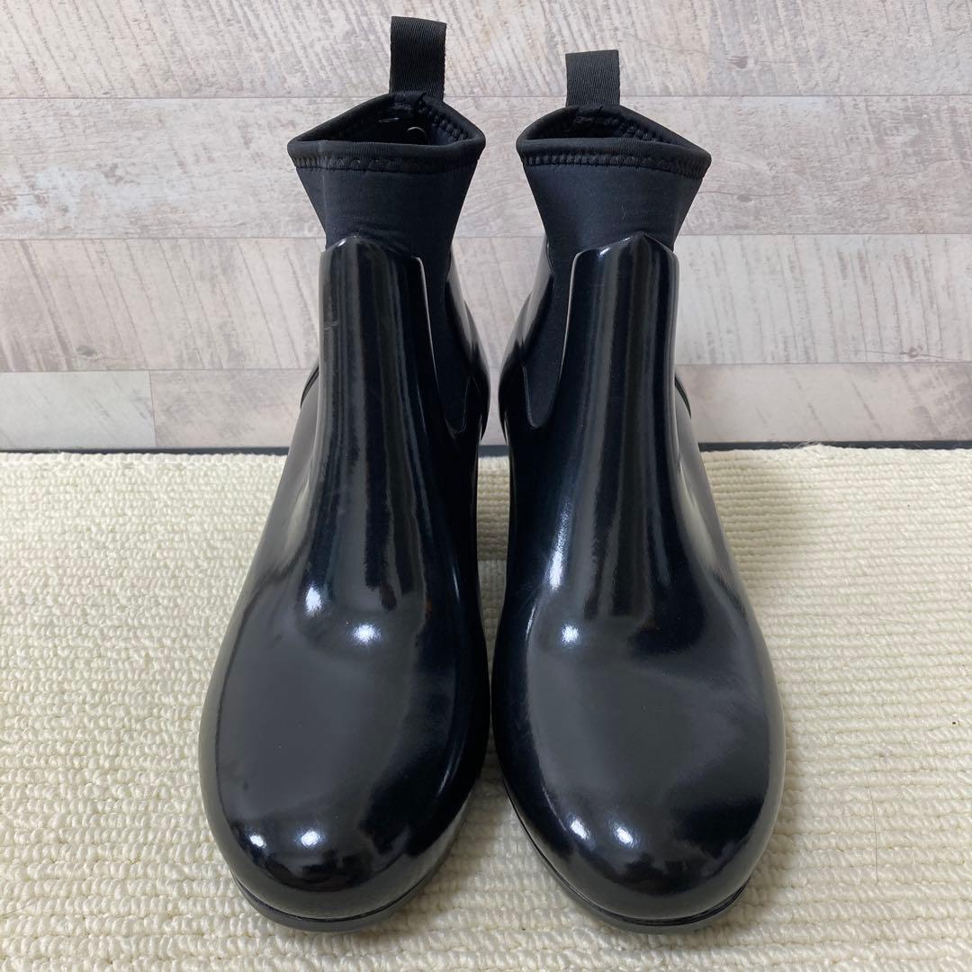 [美品] HUNTER サイドゴア　ショート　レインブーツ　オールブラック