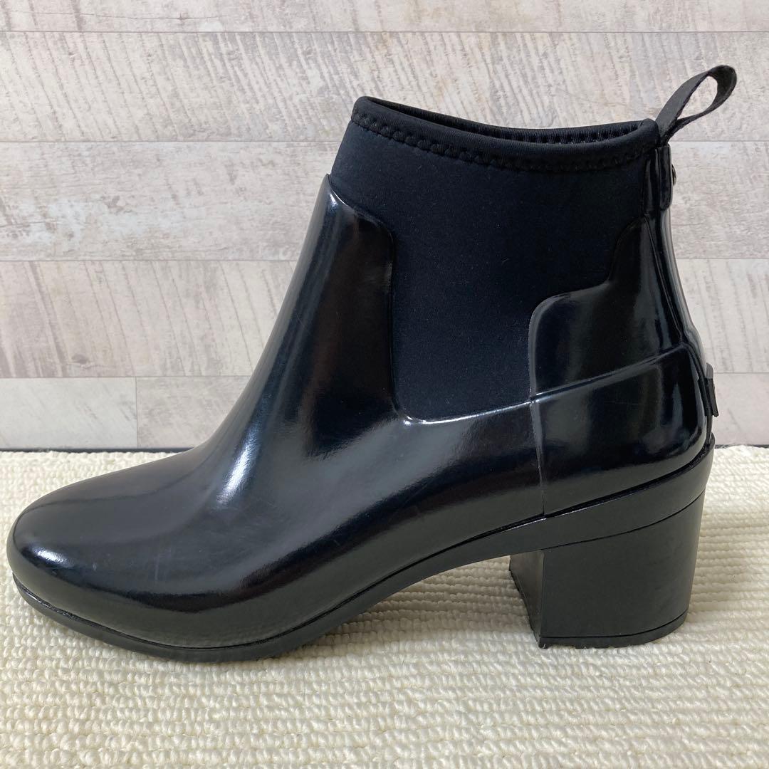 [美品] HUNTER サイドゴア　ショート　レインブーツ　オールブラック
