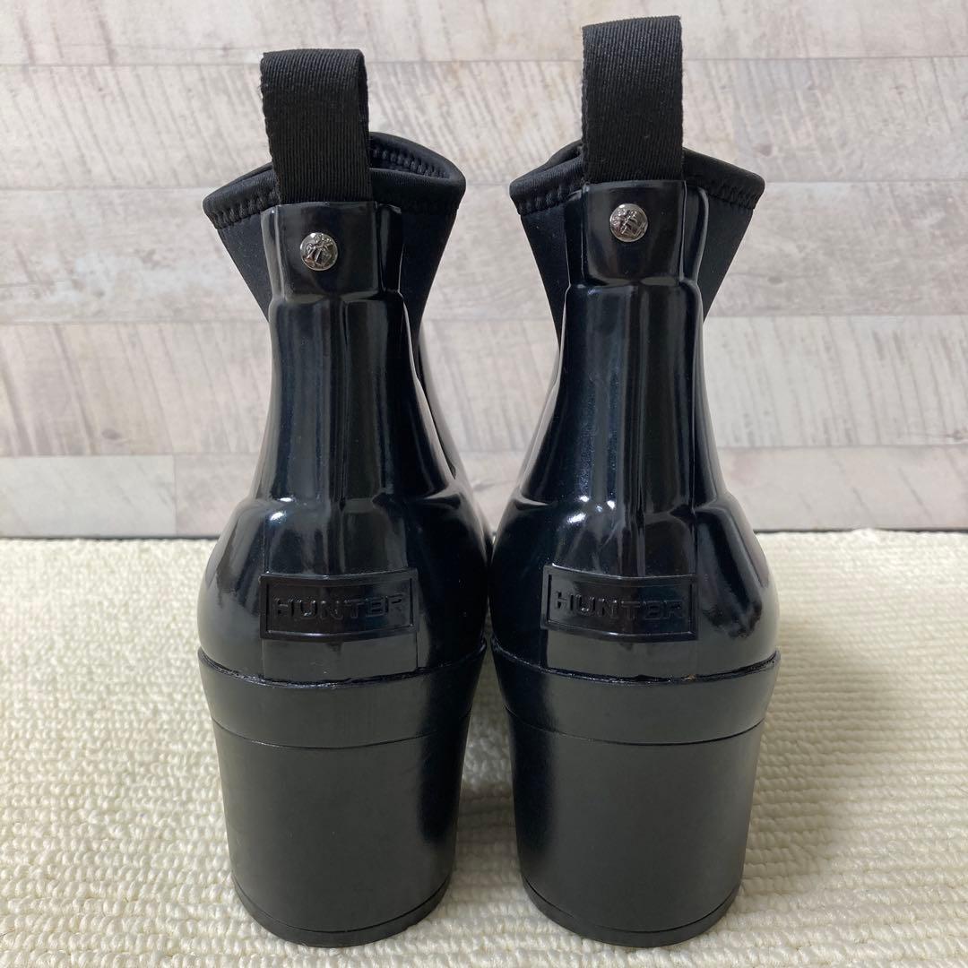 [美品] HUNTER サイドゴア　ショート　レインブーツ　オールブラック