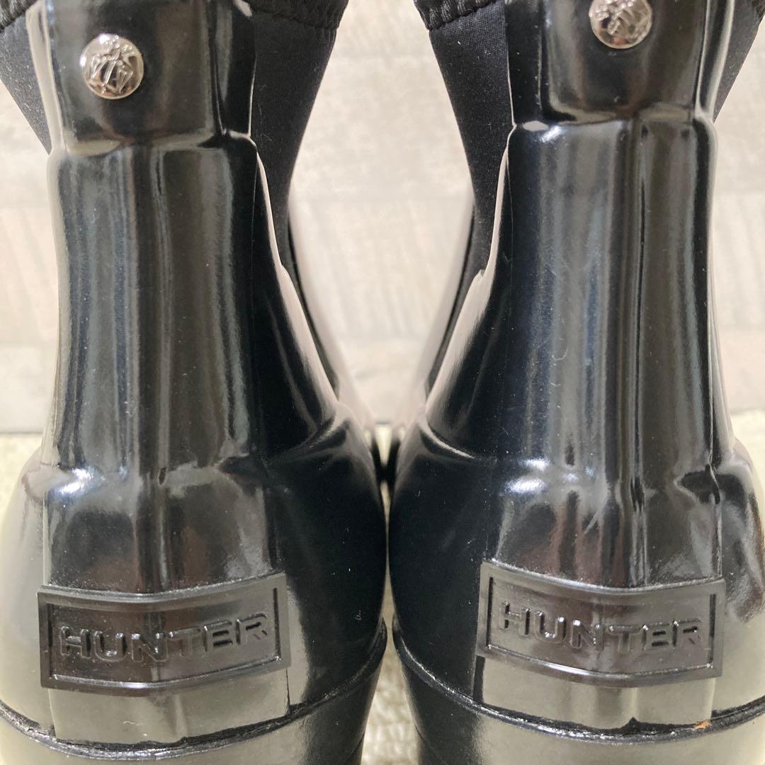 [美品] HUNTER サイドゴア　ショート　レインブーツ　オールブラック
