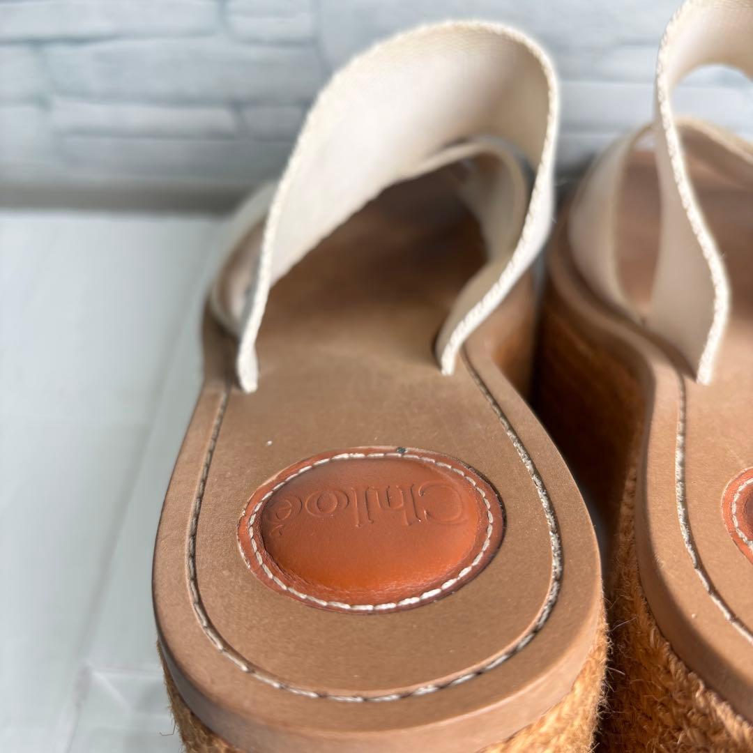 Chloe クロエ　Woodyウェッジエスパドリーユ　ウエッジソール　厚底　ロゴ