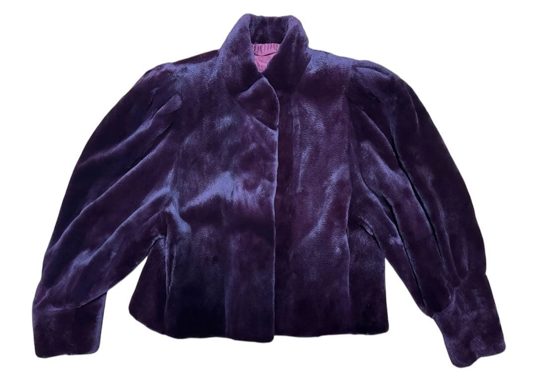 エンバ　EMBA 毛皮　ホワイトミンク Mサイズ　ワインレッド系　ファーコート