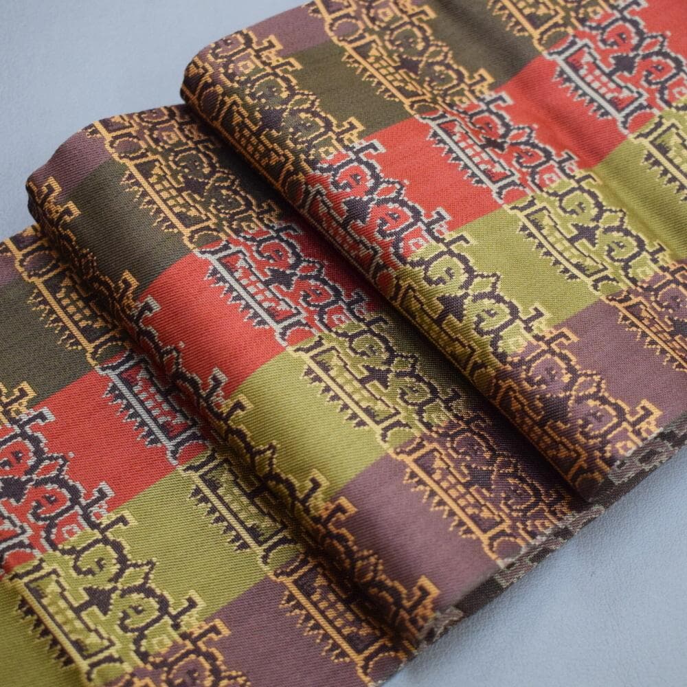 最終値下げ 1/20削除 M1111-16 龍村美術織物 半幅帯 獅噛文長斑錦