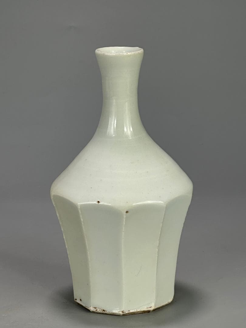 日本美術　古伊万里　白磁　面取徳利　李朝風　時代花瓶　美品　朝鮮半島古美術
