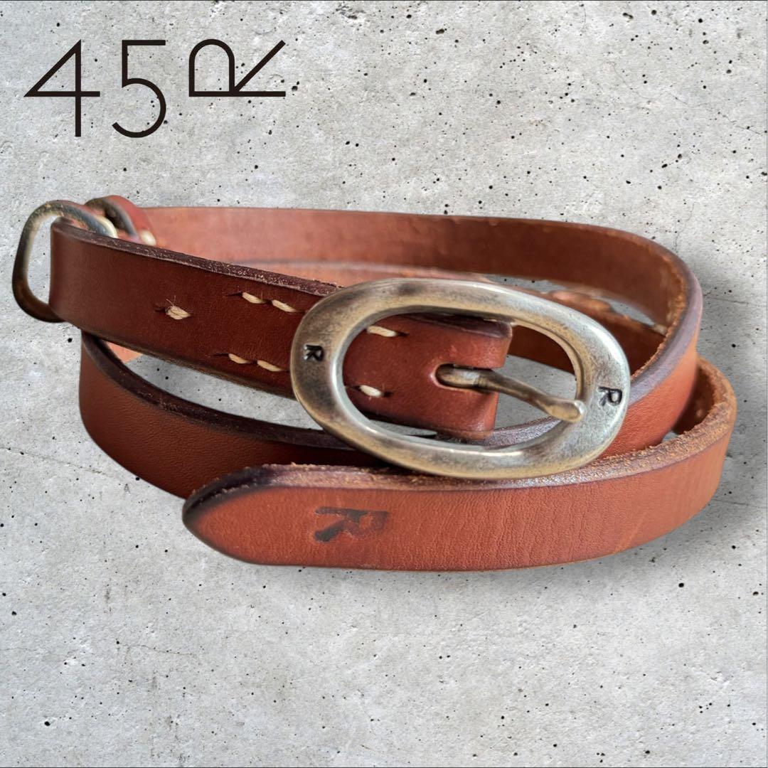 45R フォーティファイブアール レザー ベルト ブラウン ロゴ 金具