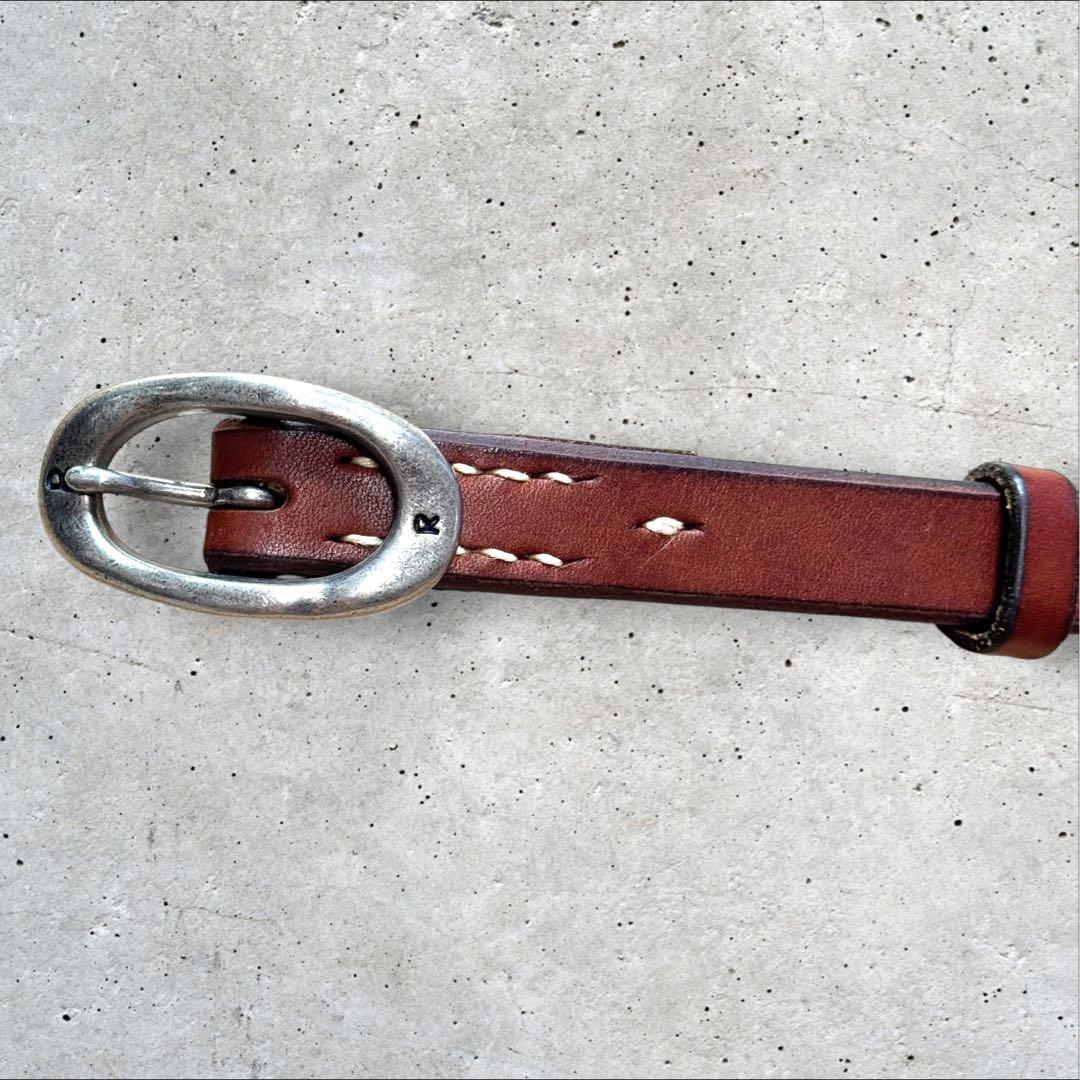 45R フォーティファイブアール レザー ベルト ブラウン ロゴ 金具