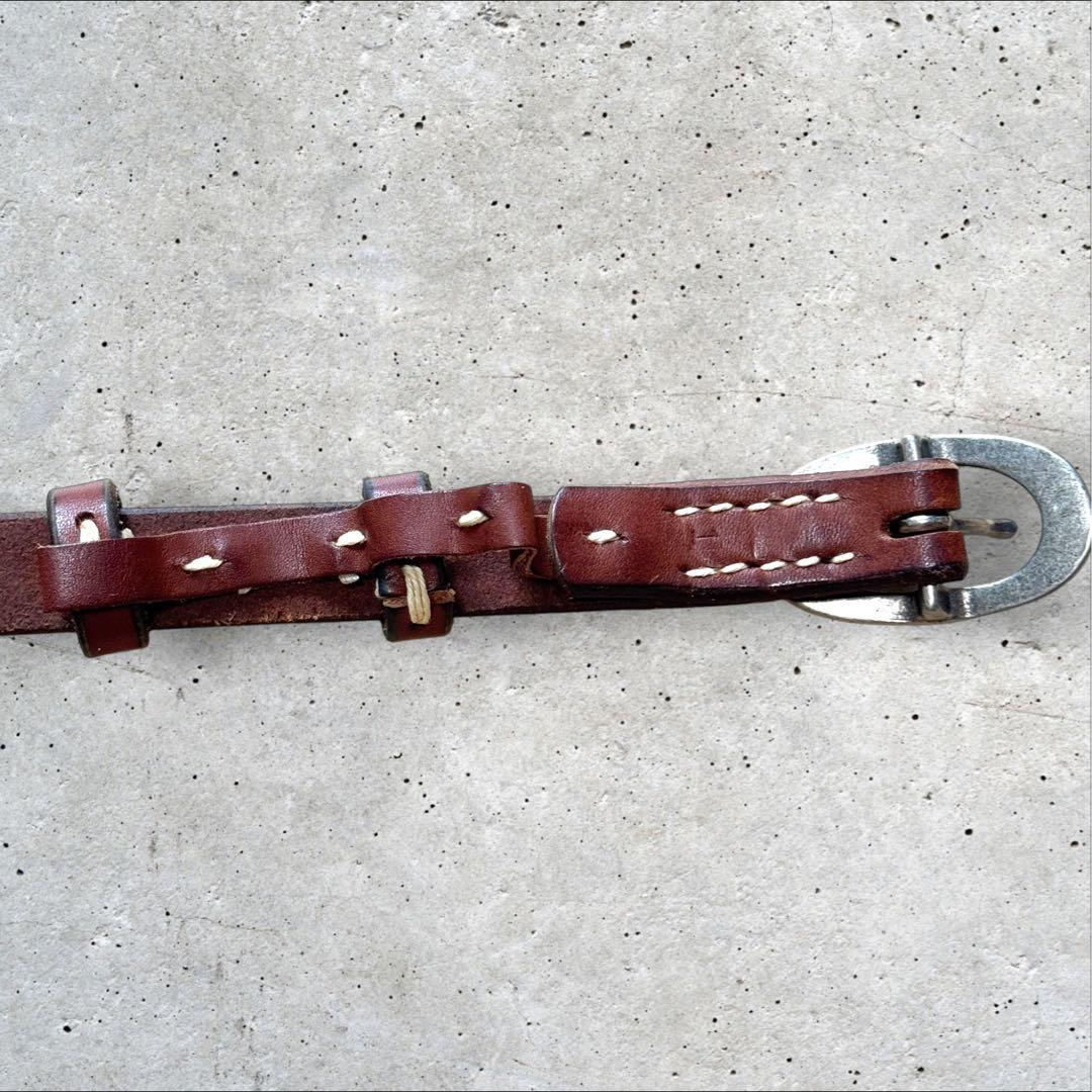 45R フォーティファイブアール レザー ベルト ブラウン ロゴ 金具