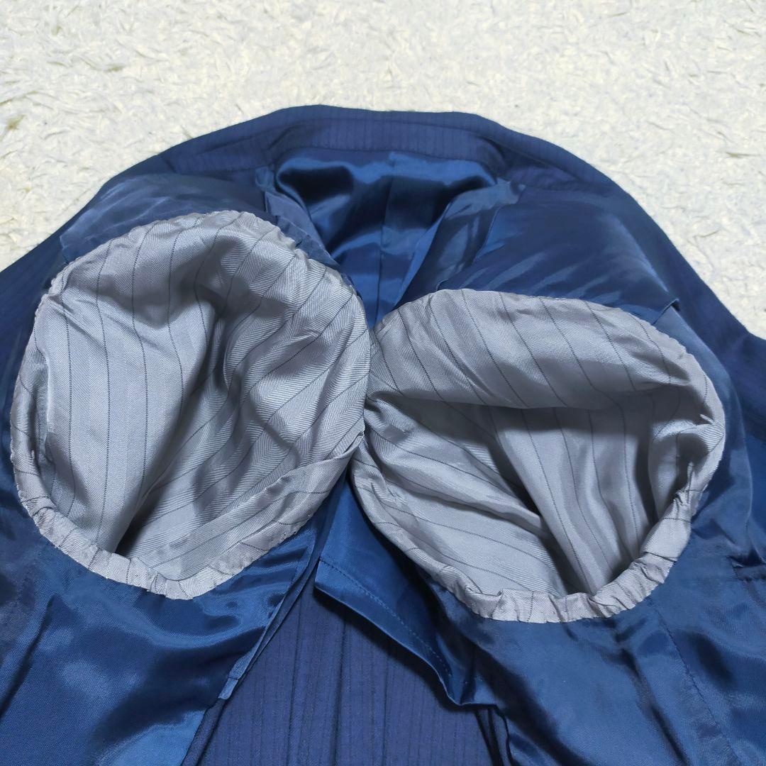 【紳士の装い】タケオキクチ×御幸毛織・スリーピーススーツ・ネイビーストライプ・S