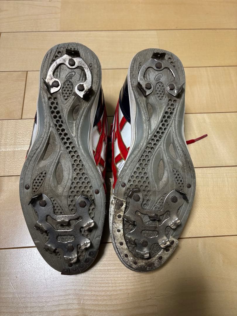 asics オーダースパイク ホワイト/ネイビー/レッド　26.5