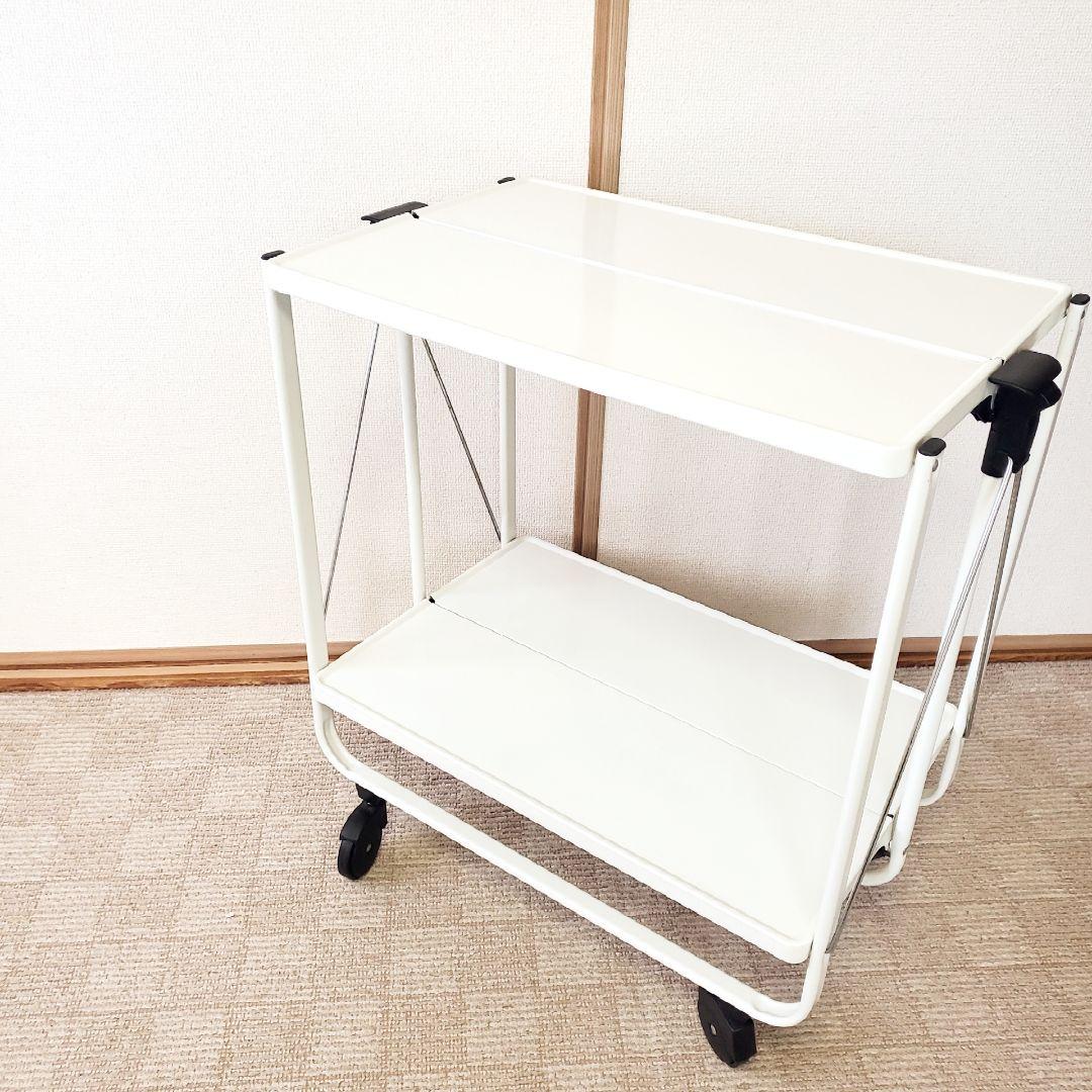 ライフハイト 折りたたみ式 サイドカート キッチンワゴン ホワイト キャスター付