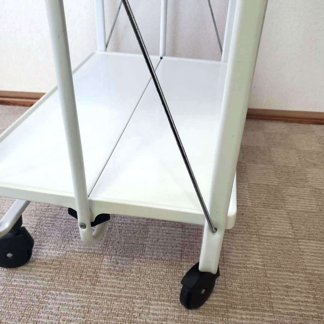 ライフハイト 折りたたみ式 サイドカート キッチンワゴン ホワイト キャスター付