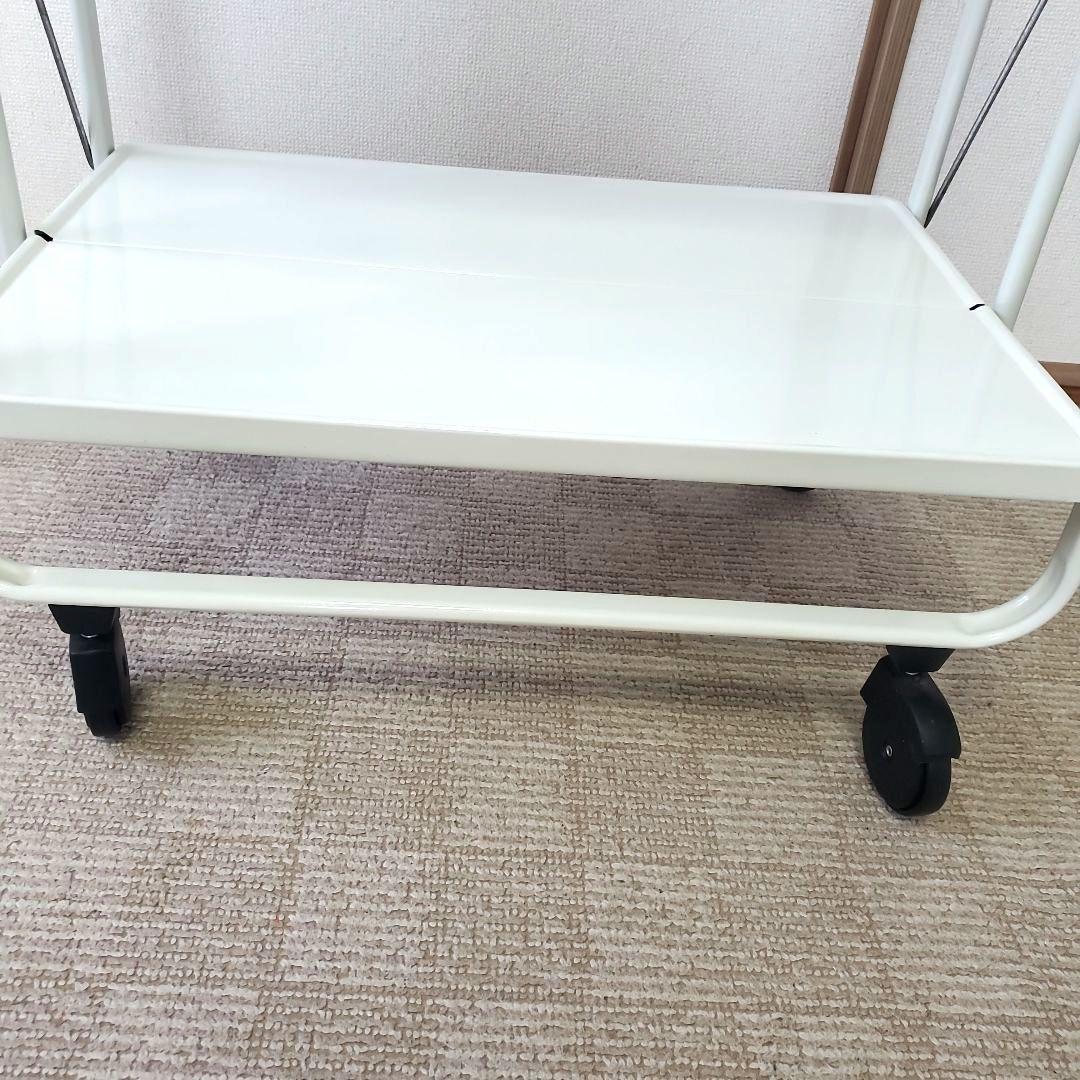 ライフハイト 折りたたみ式 サイドカート キッチンワゴン ホワイト キャスター付
