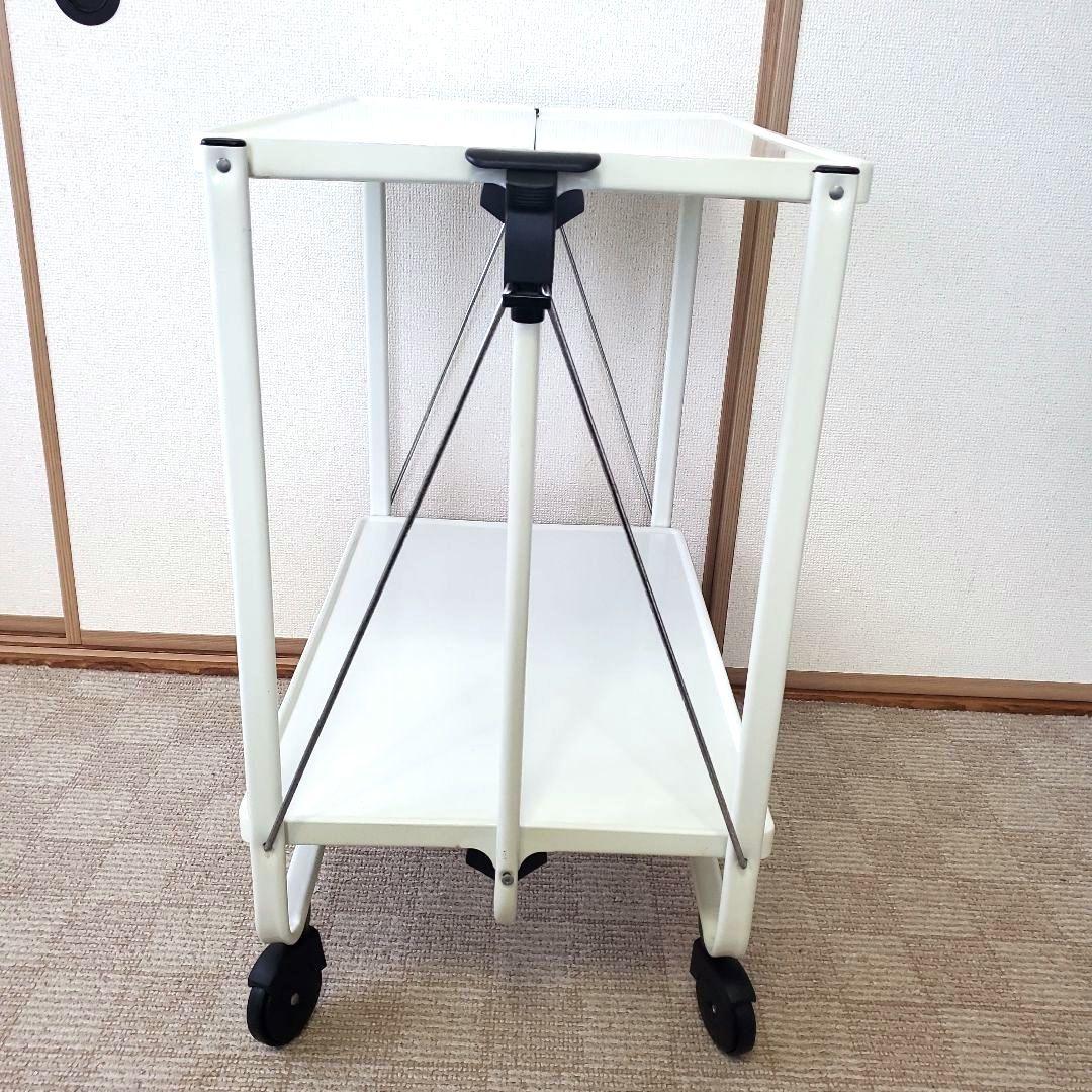ライフハイト 折りたたみ式 サイドカート キッチンワゴン ホワイト キャスター付
