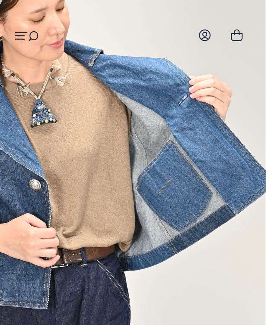 45R ライ麦デニムのレフアジャケット（淡） ¥70,400