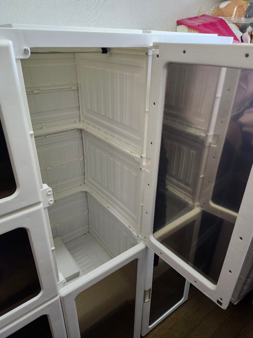 ホワイト 扉付き収納ケース 4段