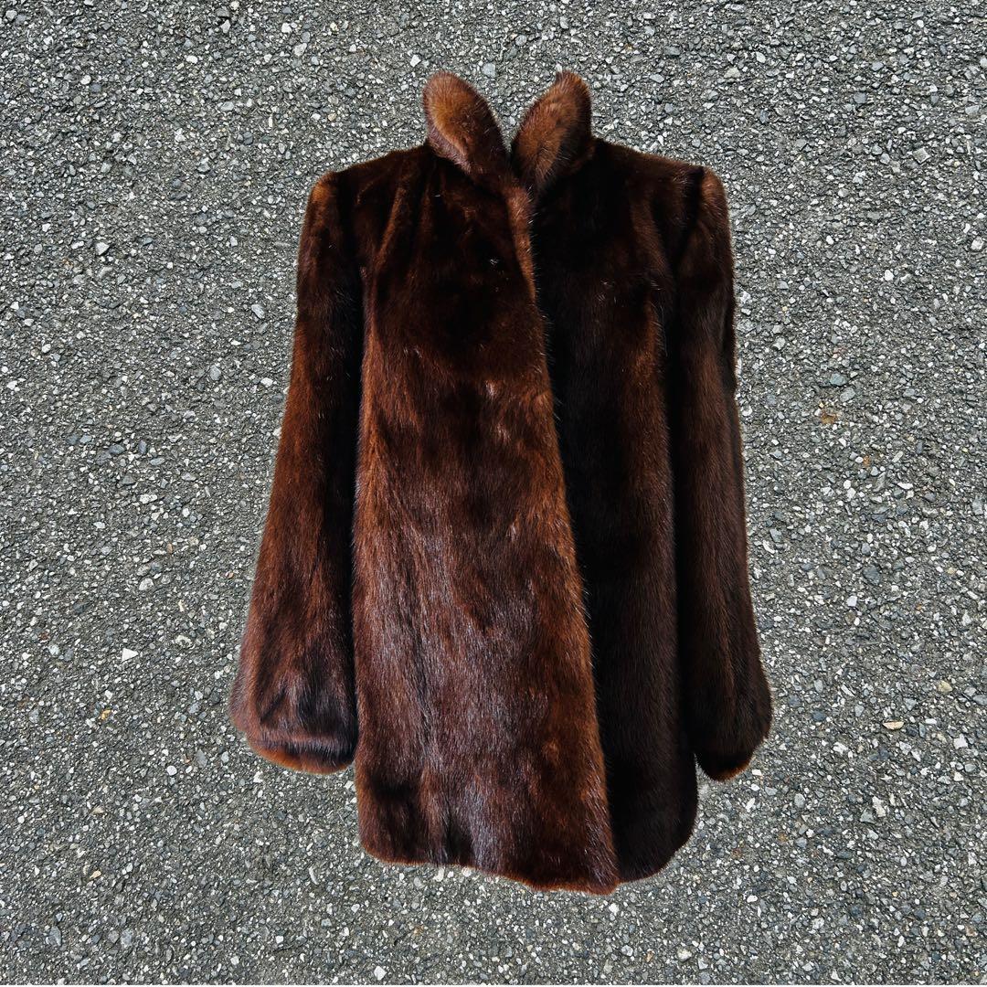 Silver Blu IEMURA 毛皮コート　リアルファー茶ハーフコート11号
