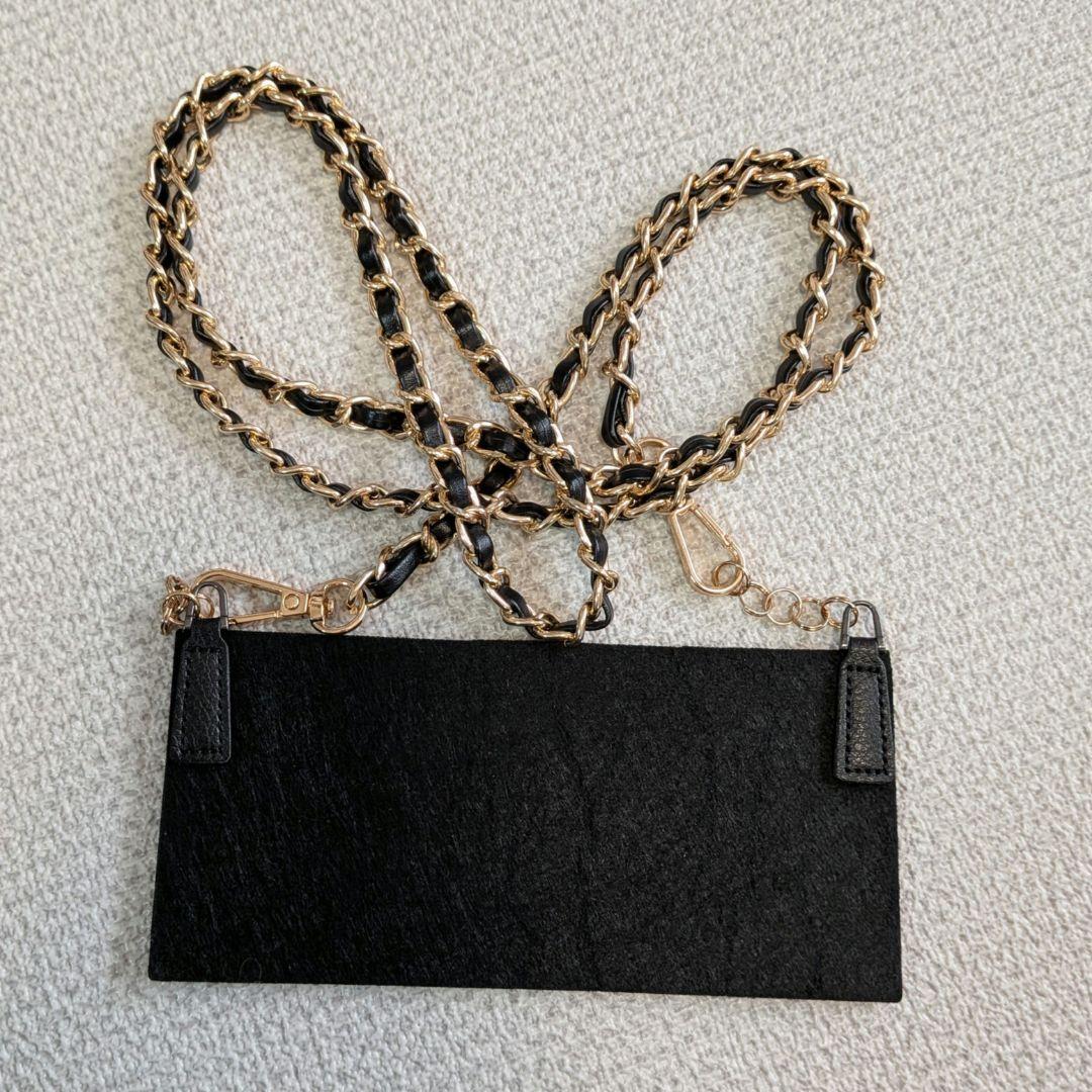 最終価格　シャネル　黒　Wホック長財布　カーフスキン　チェーン　ショルダー