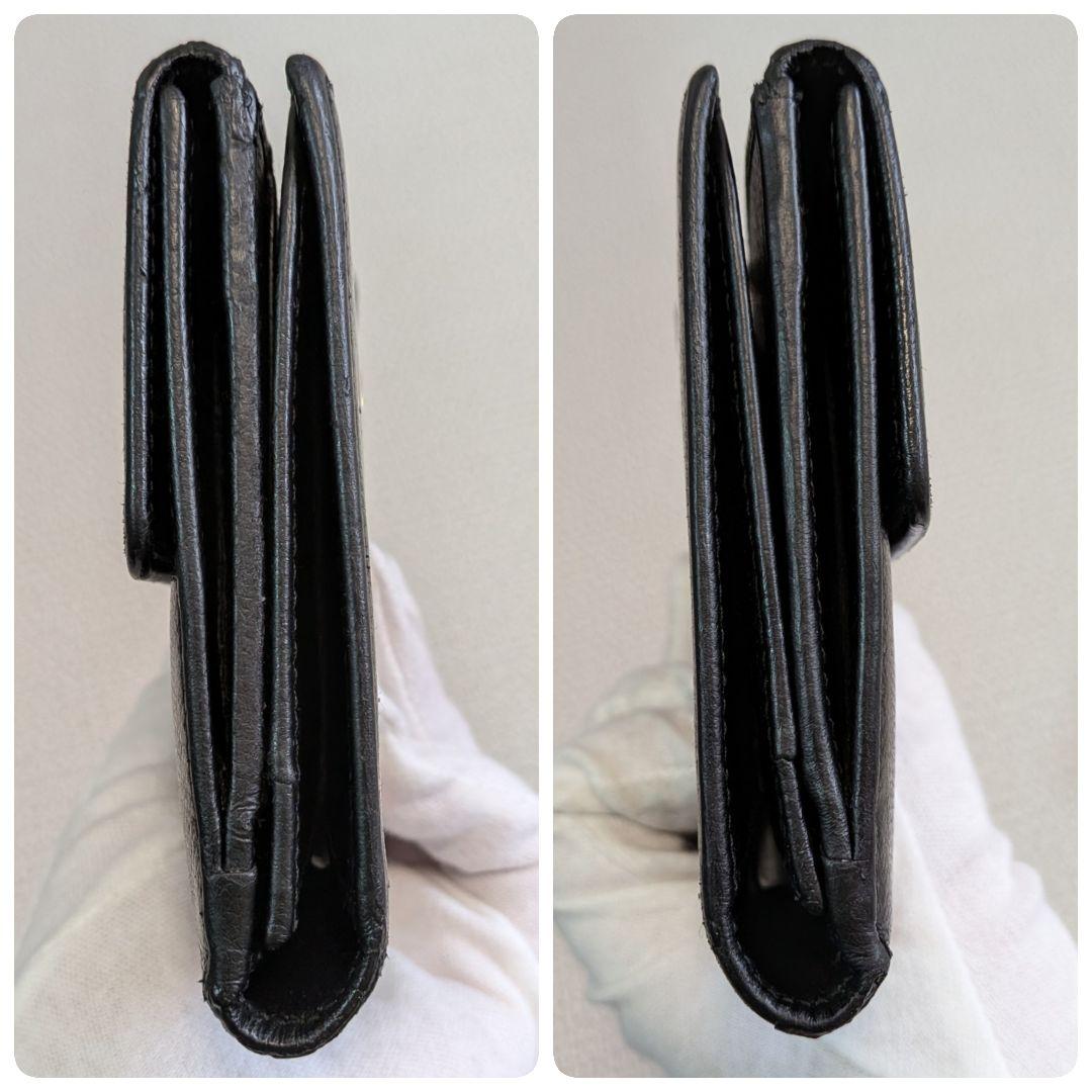 最終価格　シャネル　黒　Wホック長財布　カーフスキン　チェーン　ショルダー