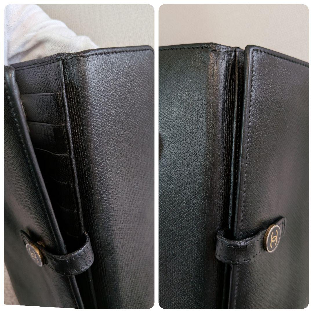 最終価格　シャネル　黒　Wホック長財布　カーフスキン　チェーン　ショルダー