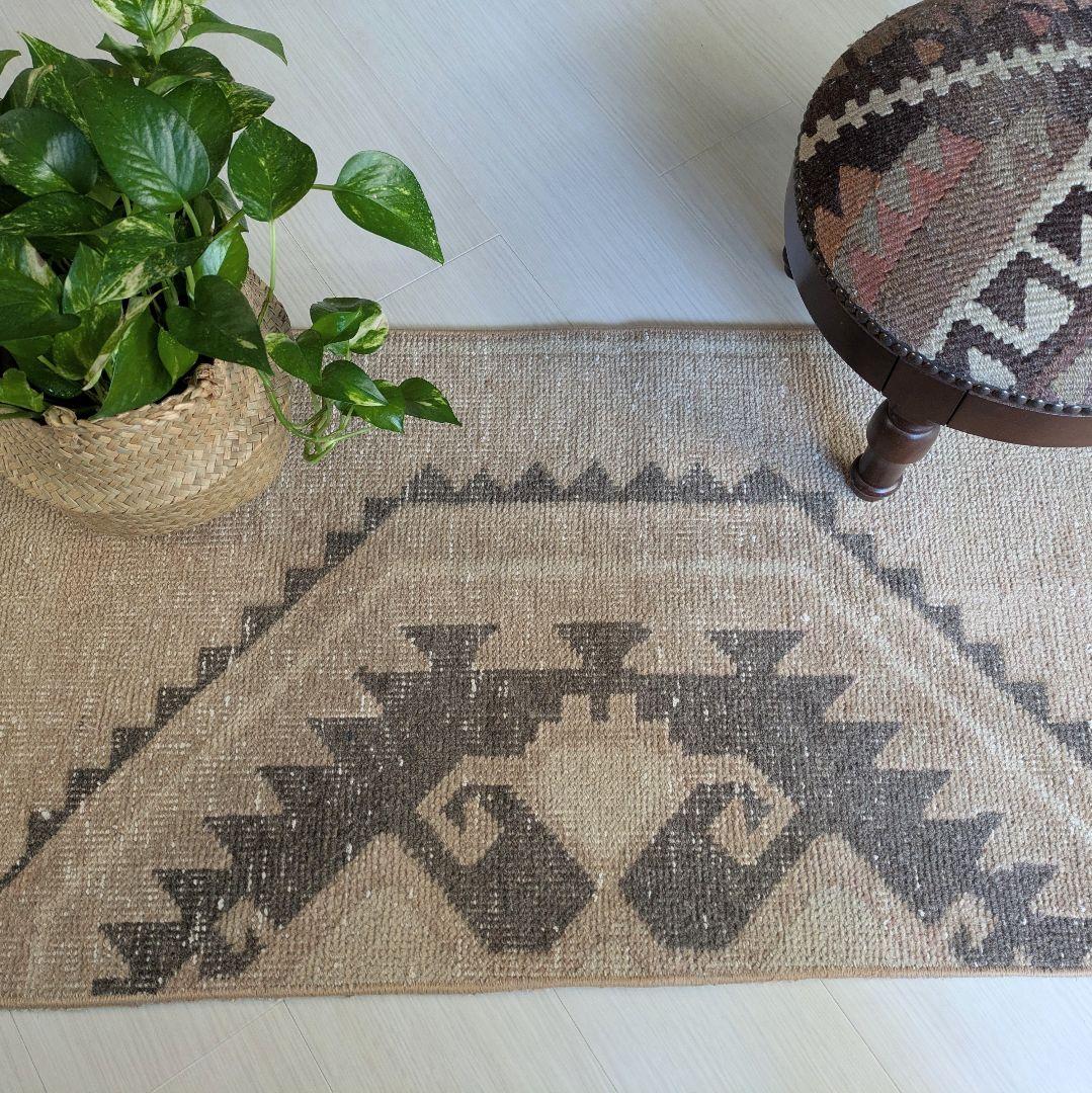 50×100 ベージュトルコヴィンテージラグ　ミニサイズ