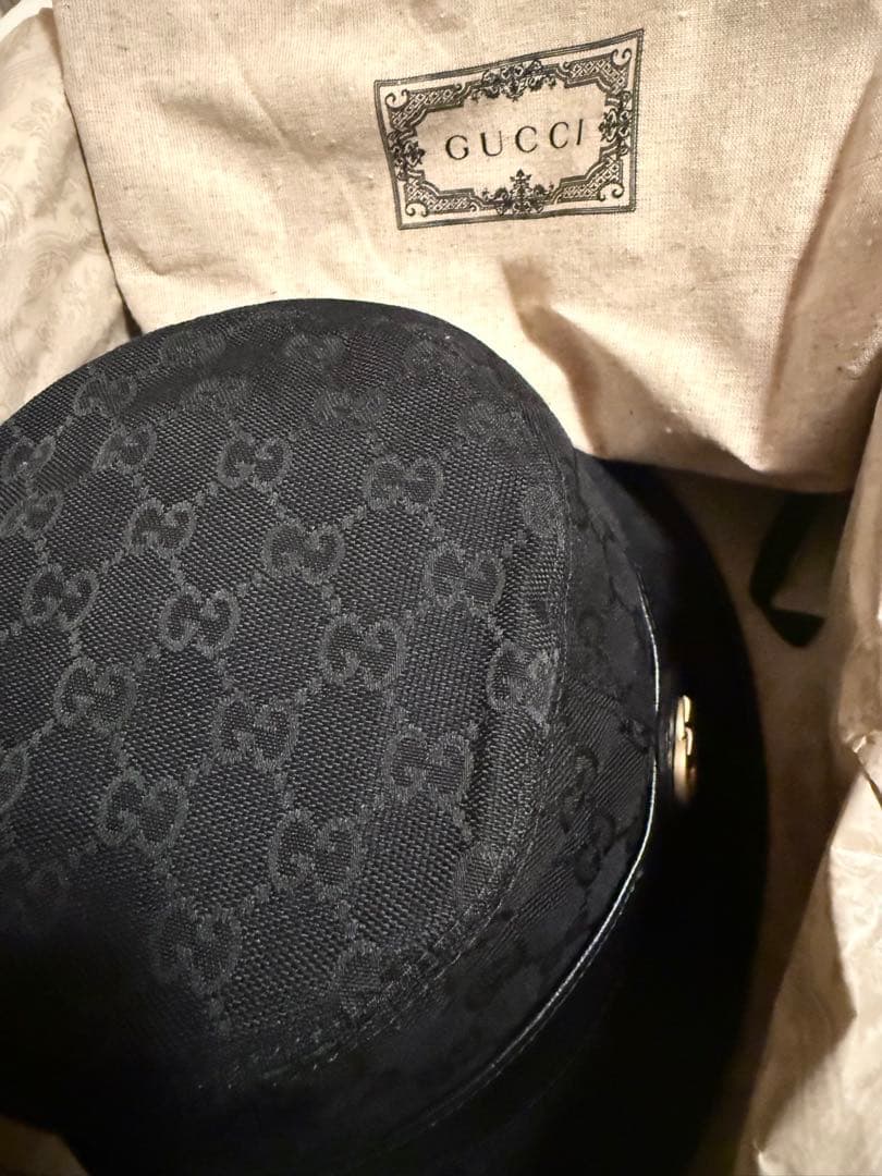 GUCCI ブラック バケットハット M(58cm)ブラック メンズ レディース