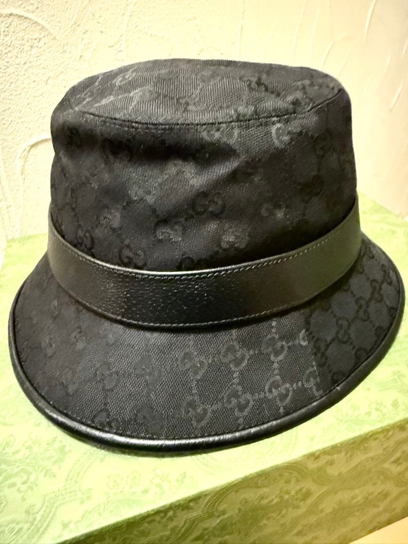 GUCCI ブラック バケットハット M(58cm)ブラック メンズ レディース