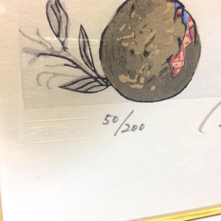 美品 フジ子・ヘミング 「猫十態 ダンゴ君」直筆サイン・限定50/200 木版画