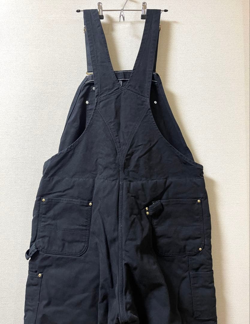 2002年 USA製 カーハート ダック ダブルニー オーバーオール ブラック