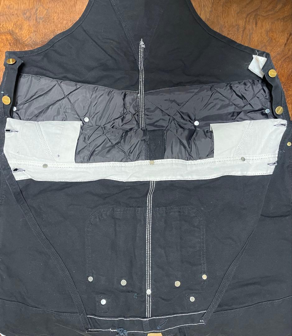 2002年 USA製 カーハート ダック ダブルニー オーバーオール ブラック