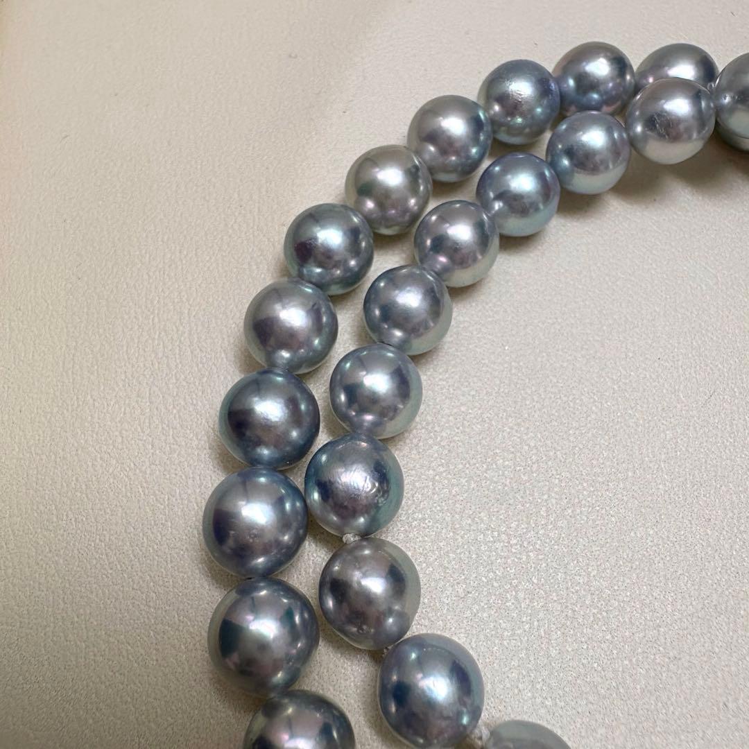 真科研鑑別書★無調色ナチュラルブルーSEIKOアコヤ真珠ネックレス7-7.5mm