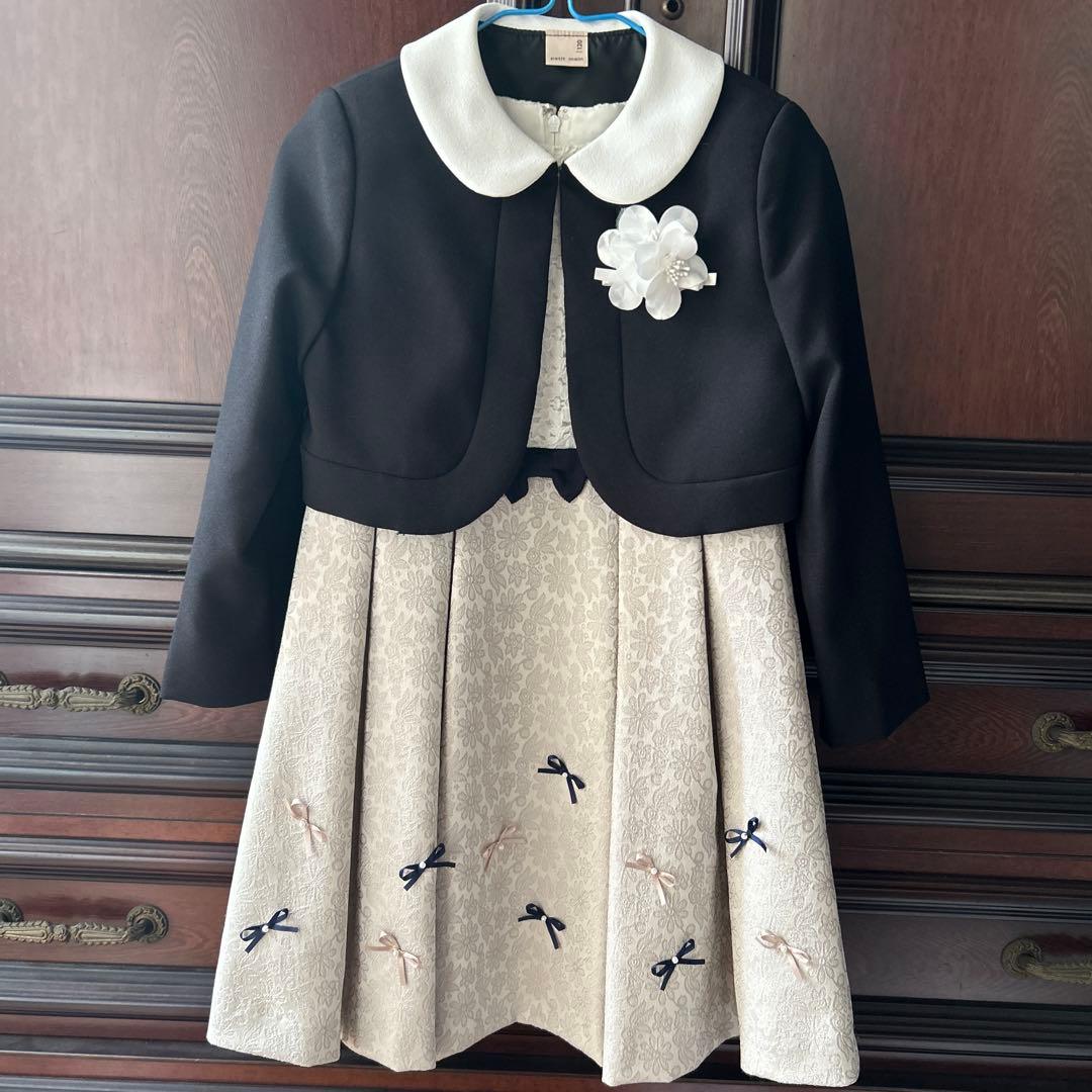 プティマイン　120 ワンピース＋ブレザーセット　コサージュ・靴下・（靴）つき