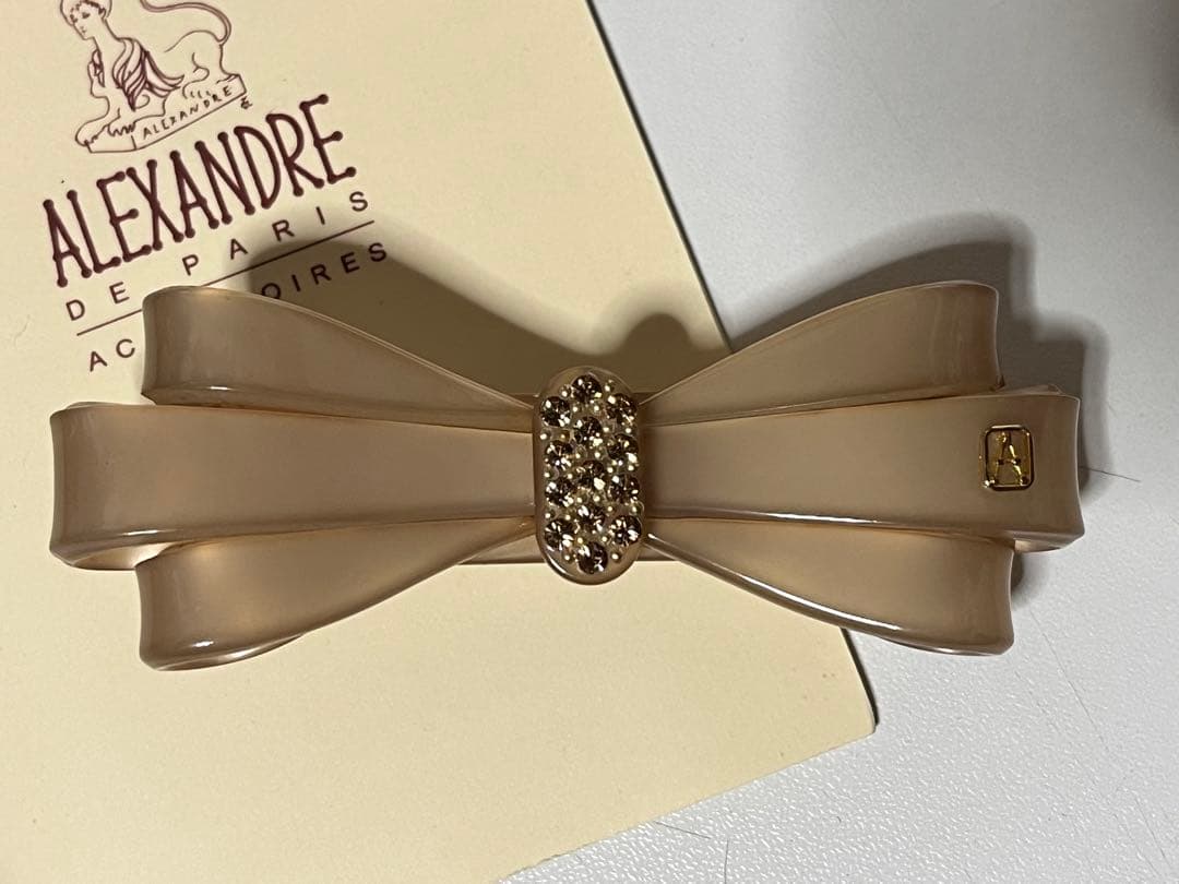 ALEXANDRE DE PARIS ベージュリボンヘアクリップ