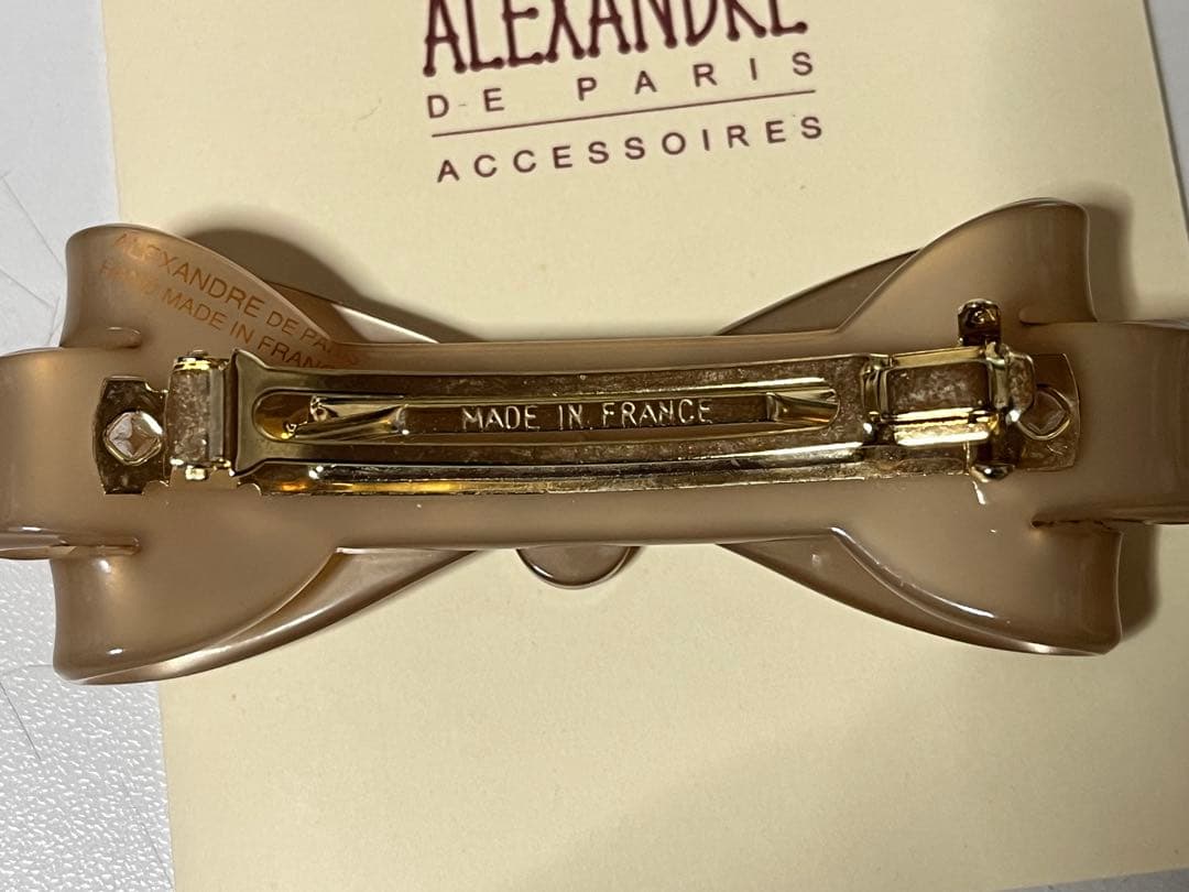 ALEXANDRE DE PARIS ベージュリボンヘアクリップ