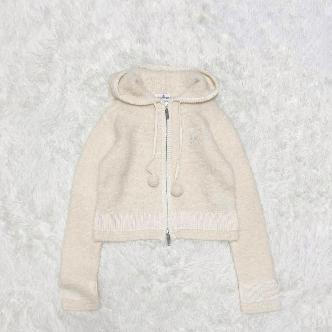 値下げ価格！【未使用】courreges ボアパーカー ロゴ刺繍 ジップ ウール