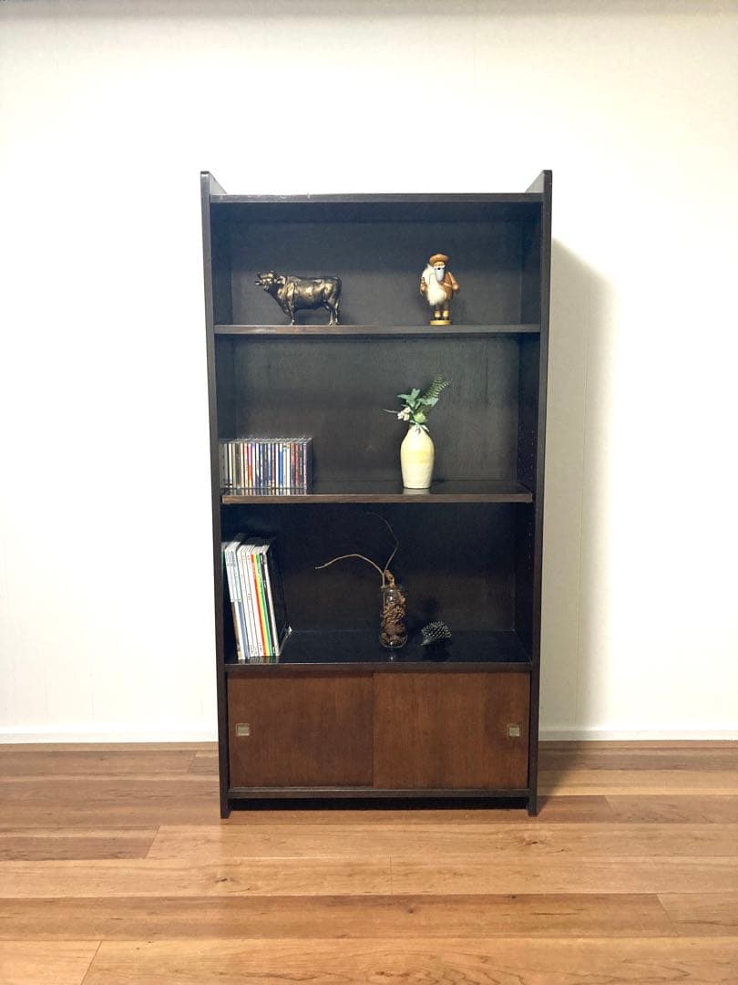 【メンテ済み】大きなビンテージの木製本棚　中板2枚可変　高さ167cm